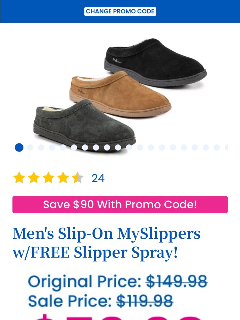 MySlippers Men's Gray Suede Fleece-Lined Slip-On Loafers